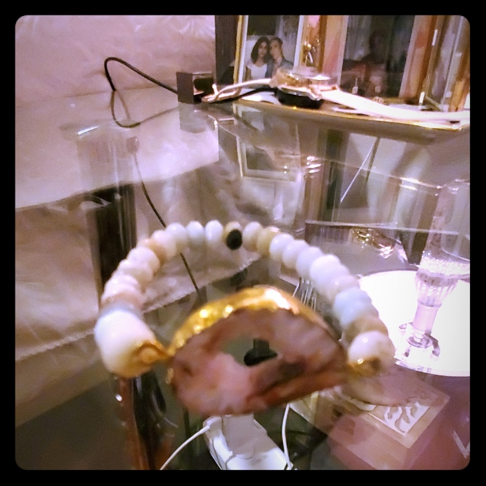 Agate slice beaded natural hanfmade stone bracelet